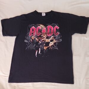 AC/DC Men's Black and Red Classic Tee